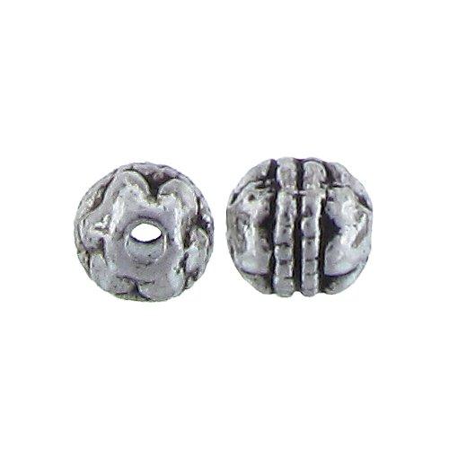 Pewter Oxidized, 5.6mm Width by 5.6mm Length by 6.1mm Height, Textured Round Bali Bead. Quantity per pack: 71 Pieces.