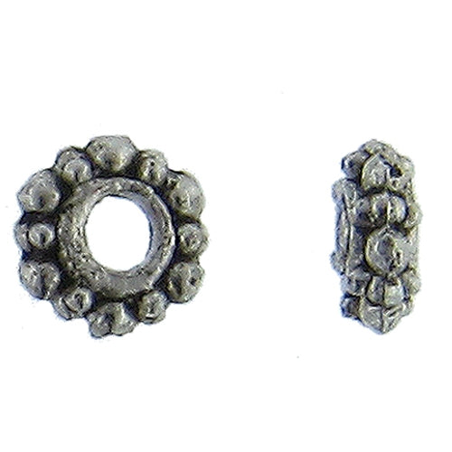 Pewter, 6.9mm Width by 6.7mm Length by 2.7mm Height, Daisy Bead. Quantity per pack: 116 Pieces.
