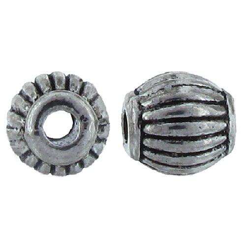 Pewter, 9.9mm Width by 9.5mm Length / Height, Corrugated Round Bead. Quantity Per Pack: 14 Pieces.
