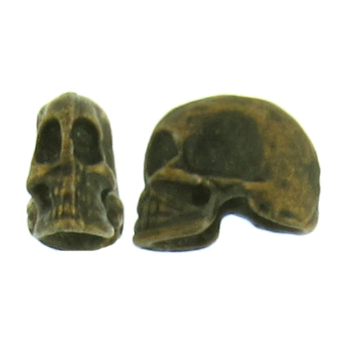 Pewter, 10.7mm Width by 5.5mm Length by 8.7mm Height, Skull Bead. Quantity per pack: 26 Pieces.