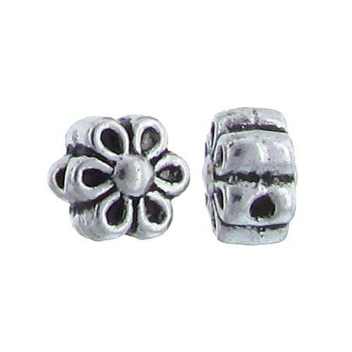 Pewter, 6.6mm Width by 5.0mm Length by 6.9mm Height, Flower Bead. Quantity per pack: 52 Pieces.