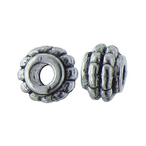 Pewter, 7.2mm Width by 7.2mm Length by 5.2mm Height, Textured Roundel Bead. Quantity per pack: 52 Pieces.
