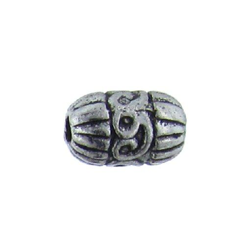 Pewter, 10.8mm Width by 7.1mm Length / Height, Fancy Textured Tube Bali Bead. Quantity Per Pack: 22 Pieces.