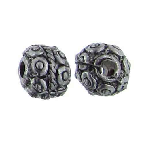 Pewter, 6.4mm Width by 6.9mm Length / Height, Fancy Textured Round Bead.Quantity Per Pack: 34 Pieces.
