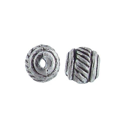 Pewter, 5.1mm Width by 5.5mm Length / Height, Fancy Textured Round Bali Bead. Quantity Per Pack: 79 Pieces.