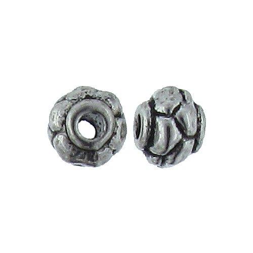 Pewter, 6.0mm Width by 5.8mm Length by 5.0mm Height, Textured Roundel Bead. Quantity per pack: 83 Pieces.