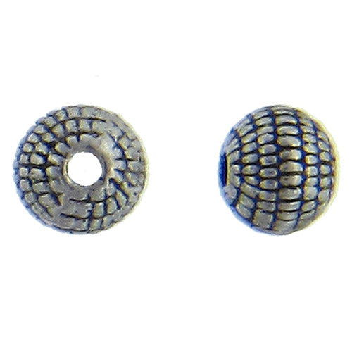 Pewter, 5.5mm Width by 5.4mm Length by 4.9mm Height, Textured Round Bead. Quantity per pack: 86 Pieces.