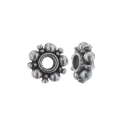 Pewter, 6.3mm Width by 6.3mm Length by 2.5mm Height, Daisy Bead. Quantity per pack: 206 Pieces.