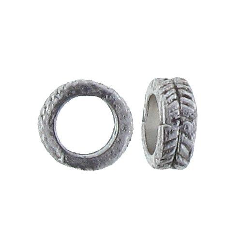 Pewter, 7.0mm Width by 6.9mm Length by 2.9mm Height, Textured Roundel Bead. Quantity per pack: 106 Pieces.