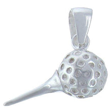Load image into Gallery viewer, Sterling Silver, 14.5mm Width by 10.1mm Length by 22.1mm Height, Golf Ball on Tee Pendant. Quantity Per Pack: 1 Piece.