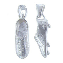 Load image into Gallery viewer, Sterling Silver, 7.8mm Width by 8.7mm Length by 25.1mm Height, Soccer Cleat Charm. Quantity Per Pack: 1 Piece.