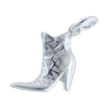 Load image into Gallery viewer, Sterling Silver, 10.0mm Width by 4.6mm Length by 11.8mm Height, High Heel Boot Charm. Quantity Per Pack: 3 Pieces.