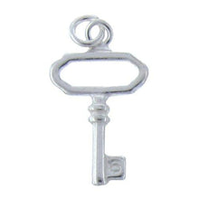 Load image into Gallery viewer, Sterling Silver, 13.1mm Width by 3.5mm Length by 23.2mm Height, Key Charm. Quantity Per Pack: 2 Pieces.