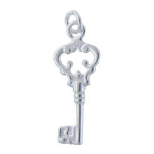 Load image into Gallery viewer, Sterling Silver, 9.8mm Width by 2.4mm Length by 25.8mm Height, Key Charm. Quantity Per Pack: 2 Pieces.