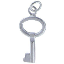 Load image into Gallery viewer, Sterling Silver, 10.6mm Width by 2.5mm Length by 21.8mm Height, Key Charm. Quantity Per Pack: 3 Pieces.