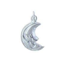 Load image into Gallery viewer, Sterling Silver, 11.6mm Width by 2.6mm Length by 18.8mm Height, Moon Charm. Quantity Per Pack: 4 Pieces.