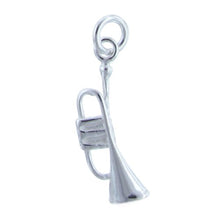 Load image into Gallery viewer, Sterling Silver, 5.8mm Width by 2.9mm Length by 21.3mm Height, Trumpet Charm. Quantity Per Pack: 6 Pieces.
