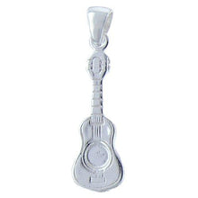 Load image into Gallery viewer, Sterling Silver, 10.6mm Width by 2.0mm Length by 32.1mm Height, Guitar Pendant. Quantity Per Pack: 1 Piece.