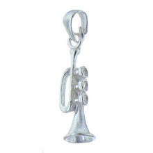 Load image into Gallery viewer, Sterling Silver, 7.6mm Width by 7.4mm Length by 26.1mm Height, Trumpet Pendant.