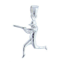 Load image into Gallery viewer, Sterling Silver, 21.4mm Width by 6.5mm Length by 23.0mm Height, Baseball Player With a Baseball Bat Pendant / Charm. Quantity Per Pack: 2 Pieces.