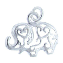 Load image into Gallery viewer, Sterling Silver, 17.8mm Width by 2.4mm Length by 15.1mm Height, Filigree Elephant Charm. Quantity Per Pack: 3 Pieces.