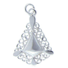 Load image into Gallery viewer, Sterling Silver, 18.1mm Width by 3.2mm Length by 25.6mm Height, Filigree Charm. Quantity Per Pack: 3 Pieces.