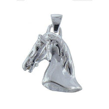Load image into Gallery viewer, Sterling Silver, 25.1mm Width by 6.8mm Length by 25.4mm Height, Horse Head Pendant. Quantity Per Pack: 1 Piece.