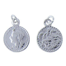 Load image into Gallery viewer, Sterling Silver, 14.3mm Width by 1.3mm Length by 18.3mm Height, Coin Charm. Quantity Per Pack: 3 Pieces.