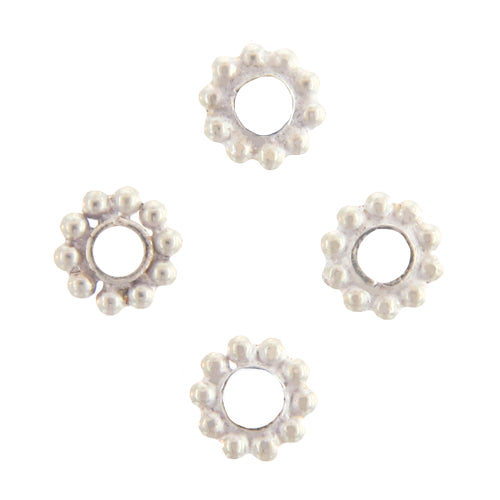 Sterling Silver, 5.2mm Width by 1.3mm Thickness, Daisy Bali Bead. Quantity per pack: 145 Pieces.