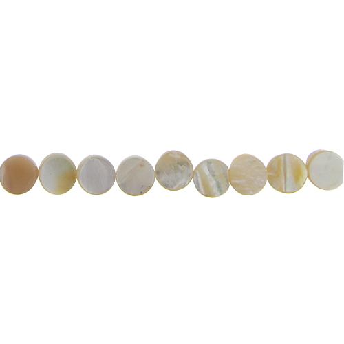 Cream, 10.0mm Width by 3.0mm Length by 10.0mm Height, Coin Shell Bead. Quantity per pack: 40 Pieces.