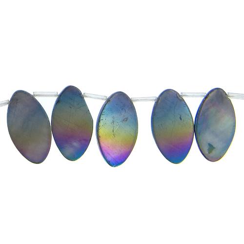 Deep Blue, 14.5mm Width by 2.5mm Length by 26.0mm Height, Marquise Shell Bead. Quantity per pack: 24 Pieces.