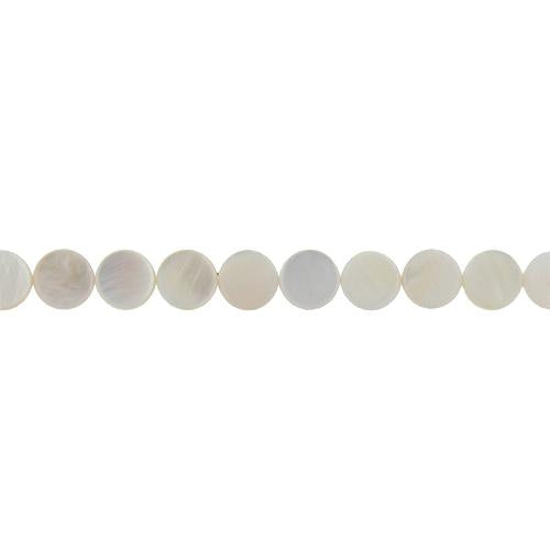 Cream, 8.5mm Width by 3.0mm Length by 8.5mm Height, Coin Shell Bead. Quantity per pack: 50 Pieces.