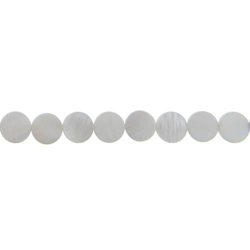 White, 10.0mm Width by 3.0mm Length by 10.0mm Height, Coin Shell Bead. Quantity per pack: 40 Pieces.