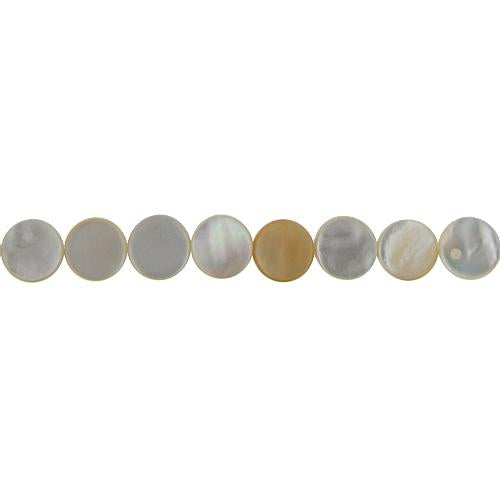 Cream, 13.0mm Width by 3.0mm Length by 12.5mm Height, Coin Shell Bead. Quantity per pack: 33 Pieces.