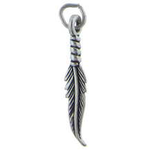 Load image into Gallery viewer, Sterling Silver, 4.5mm Width by 5.1mm Length by 26.6mm Height, Small Feather Charm. Quantity Per Pack: 1 Piece.