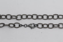 Load image into Gallery viewer, Sterling Silver Black Diamond, 8.0mm Width by 10.3mm Length, 24 Inch Twisted Cable Chain with 13.0mm Length by 3.0mm Thick, Trigger Lobster Clasp. Quantity Per Pack: 1 Piece.