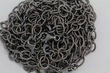 Load image into Gallery viewer, Sterling Silver Black Diamond, 8.0mm Width by 10.3mm Length, 30 Inch Twisted Cable Chain with 13.0mm Length by 3.0mm Thick, Trigger Lobster Clasp. Quantity Per Pack: 1 Piece.