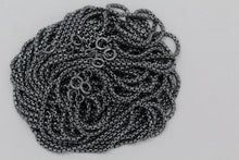 Load image into Gallery viewer, Sterling Silver Black Diamond, 1.8mm Width / Length, 18 Inch Rounded Box Chain with 6.0mm Width / Length by 1.4mm Thick, Smooth Spring Ring Clasp. Quantity Per Pack: 1 Piece.