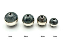 Load image into Gallery viewer, Navajo round pearl smooth bead jewelry making Loose Navajo Pearls, Navajo Beads, Sterling Silver 2 mm To 16 mm..