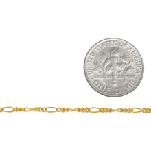 Load image into Gallery viewer, 14kt Gold Filled Three of 1.4mm Width by 1.8mm Length Curb Links Followed by 1.7mm Width by 3.8mm Length Long Link, Figaro Chain. Price per: 1 Foot.