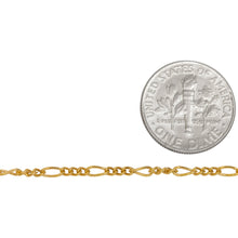Load image into Gallery viewer, 14kt Gold Filled Three of 1.7mm Width by 2.5mm Length Links Followed by 1.7mm Width by 4.6mm Length Long Link, Figaro Chain. Price per: 1 Foot.