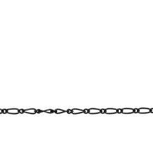 Load image into Gallery viewer, Sterling Silver Black Diamond Finish 1.7mm Width by 3.5mm Length Smooth Oval Curb Link Connected By 1.3mm Width by 1.7mm Length Circle Link, Figaro Chain. Price per: 1 Foot.