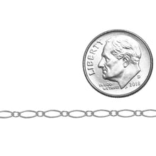 Load image into Gallery viewer, Sterling Silver 2.7mm Width by 5.4mm Length, Oval Long and Short Chain. Price per: 1 Foot.