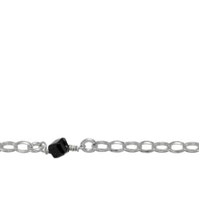 Load image into Gallery viewer, Chain by Foot. Sterling Silver 2.5mm Width by 3.5mm Length Oval Rolo Chain With Lime Green, Orange and Black CZ Cube Beads. Price per: 1 Inch.