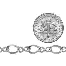 Load image into Gallery viewer, Sterling Silver 5.6mm by 8.5mm Oval Curb Link connected to 3.5mm by 8.0mm Figure 8 Link, Figure 8 Chain. Price per: 1 Foot.