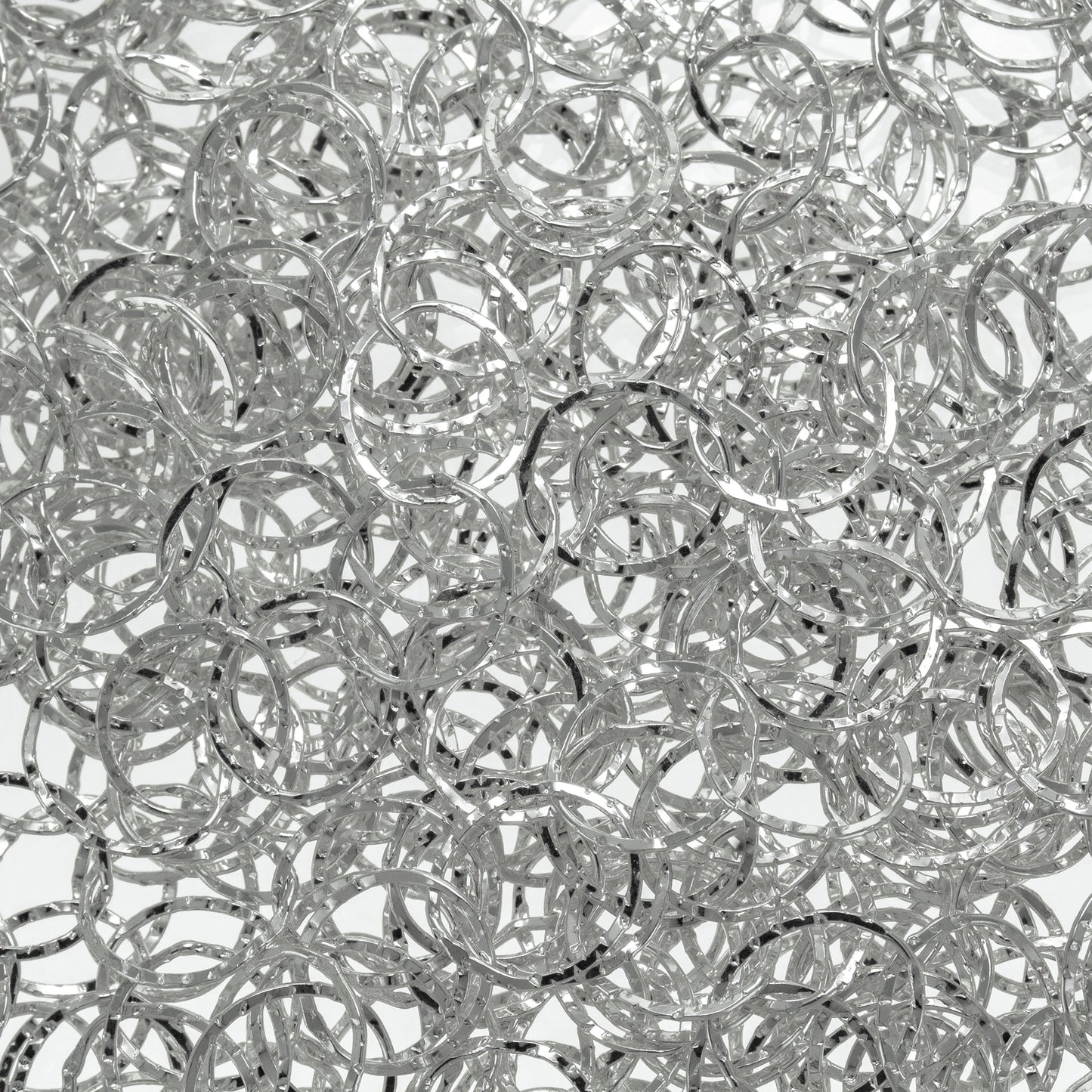Sterling Silver 9.5mm Width by 10.5mm Length, Flat Hammered Circle Chain. Price per: 1 Foot.