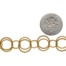 Load image into Gallery viewer, 14kt Gold Filled Double Link, 10.0mm Width / Length Plain Circle Link and 11.0mm Twisted Circle Link Followed by 7.0mm Width / Length Round Rolo Link, Circle Chain. Price per: 1 Foot.