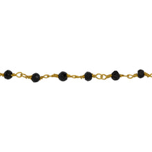 Load image into Gallery viewer, Chain by Foot. Brass Gold Plated / Vermeil 3.0mm Black Spinel Gem Stone Chain. Price per: 1 Inch.