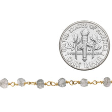 Load image into Gallery viewer, Brass Gold Plated / Vermeil 3.5mm Width / Length Labradorite Gem Stone Chain. Price per: 1 Inch.