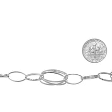 Load image into Gallery viewer, Sterling Silver 10.0mm Width by 19.2mm Length, Triple Textured Oval Links Followed by Three Plain Oval Links 7.5mm Width by 13.9mm Length, Fancy Chain. Price per: 1 Foot.